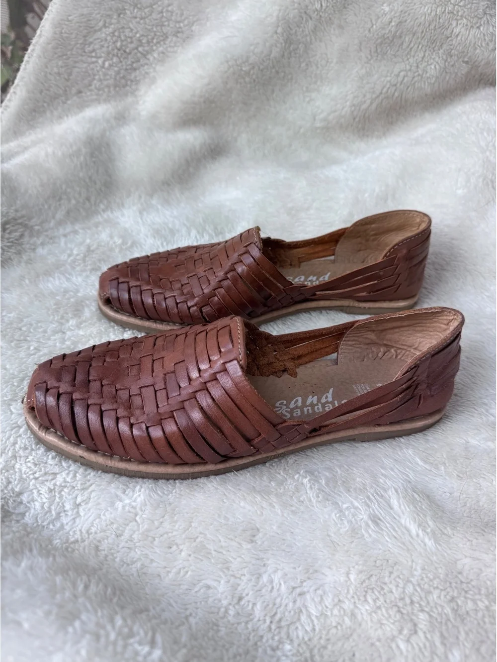 Sammy Sandals Brown Woven Leather Huarache Flats – Women’s Size 7